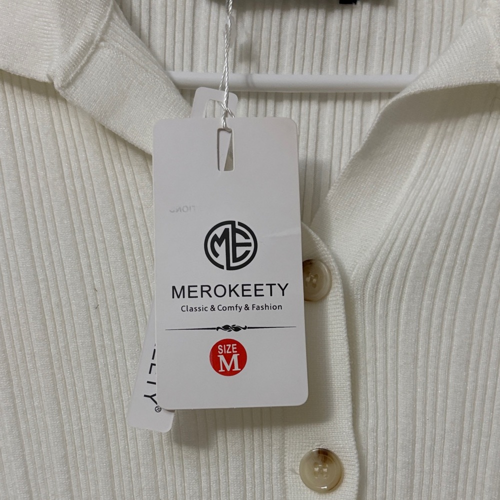 White Ribbed Button Down Shirt - Picture 4 of 5